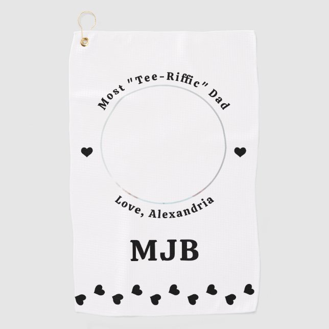 Modern DAD Personalised Picture Create Golfer  Golf Towel (Front)