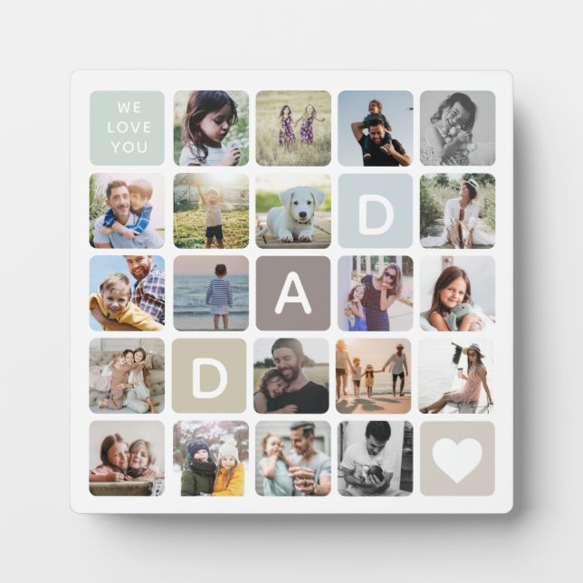 Modern Dad Photo Collage Father's Day Family Love Plaque (Front)