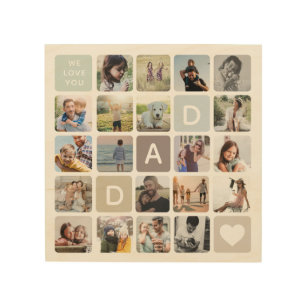 Modern Dad Photo Collage Father's Day Family Love Wood Wall Art