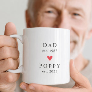 Modern Dad Poppy Year Est. Coffee Mug