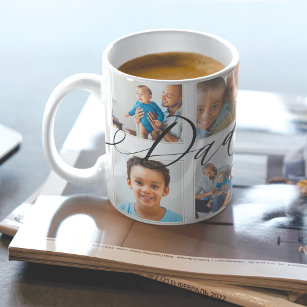 Modern Dad Script   Gift For fathers Photo Collage Coffee Mug