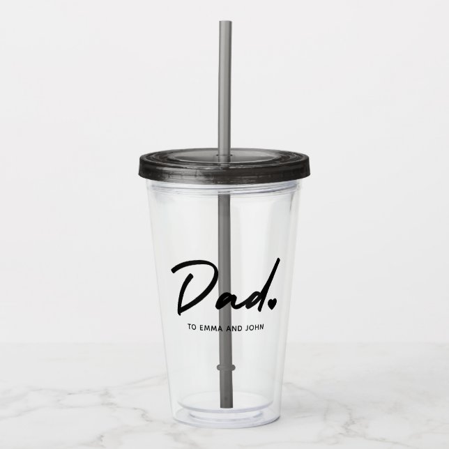 Modern Dad Script Kid's Name Acrylic Tumbler (Front)