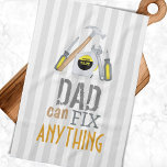 Modern Dad Simple Tool Men's Fix It Anything Tea Towel<br><div class="desc">This cute design,  dad funny husband family cute,  a cool father dad big daddy,  a funny mechanic expert woodworker,  a woodworking carpenter handyman,  with construction carpentry tools hammer,  wrench screwdriver toolset,  humour quote saying novelty graphic,  whimsical trendy stylish,  dad can fix anything saying.</div>
