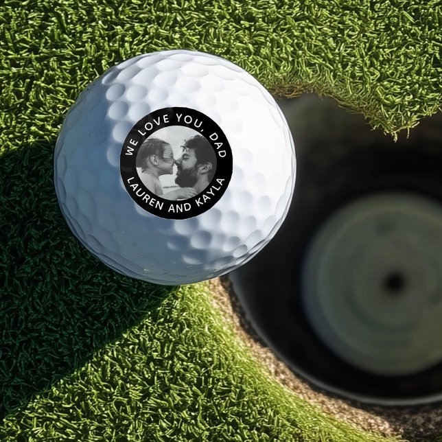 Modern DAD Sports Fan Photo Golfer Father Birthday Golf Balls (Creator Uploaded)