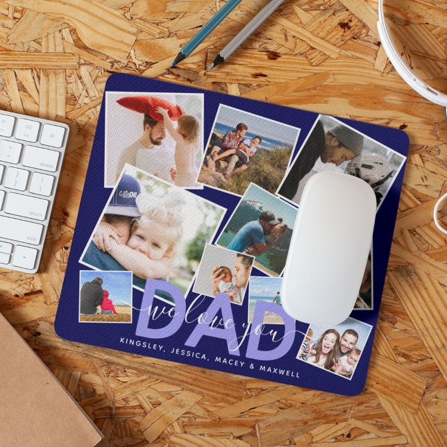 Modern DAD 'We Love You' Photo Collage Mouse Pad (Creator Uploaded)