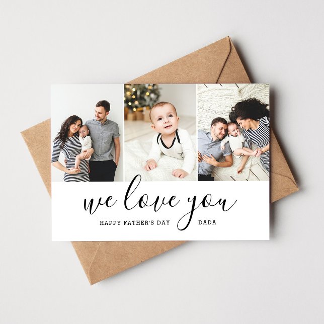 Modern Dada 3 Photo Collage Father's Day Card (Creator Uploaded)