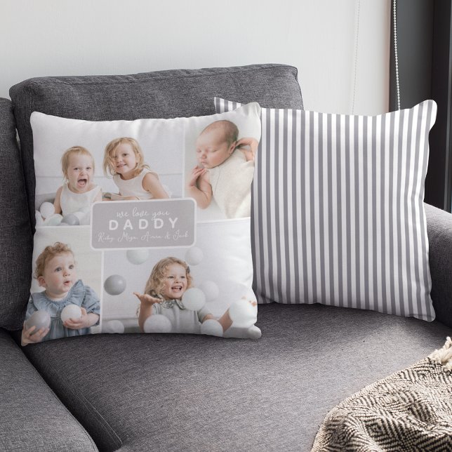 Modern Daddy 4 Photo Grey Cushion (Creator Uploaded)