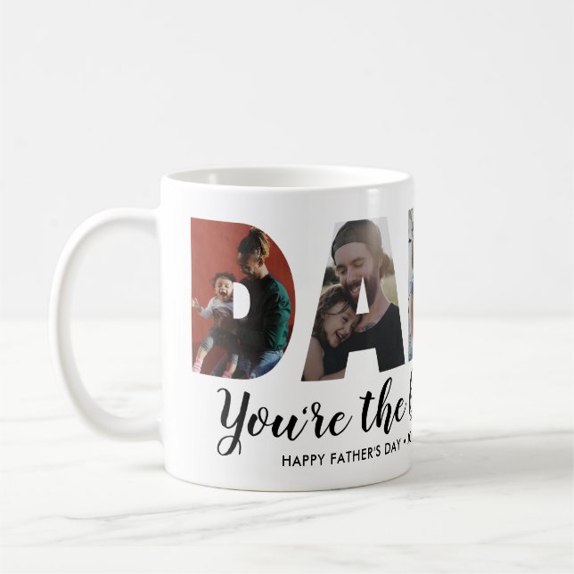 Modern DADDY 5 Photo Best Dad Ever Father's Day Coffee Mug (Left)