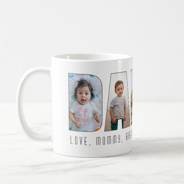 Modern Daddy 5 Photo Father's Day Typography Coffee Mug (Left)