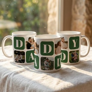 Modern Daddy Photo Collage Coffee Mug