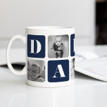 Modern Daddy Photo Collage Coffee Mug<br><div class="desc">Customise this cute modern mug design to celebrate a new dad this Father's Day! Design features alternating squares of photos and deep navy blue letter blocks spelling "daddy" in modern serif lettering. Add five of your favourite square photos (perfect for Instagram!) using the templates provided.</div>