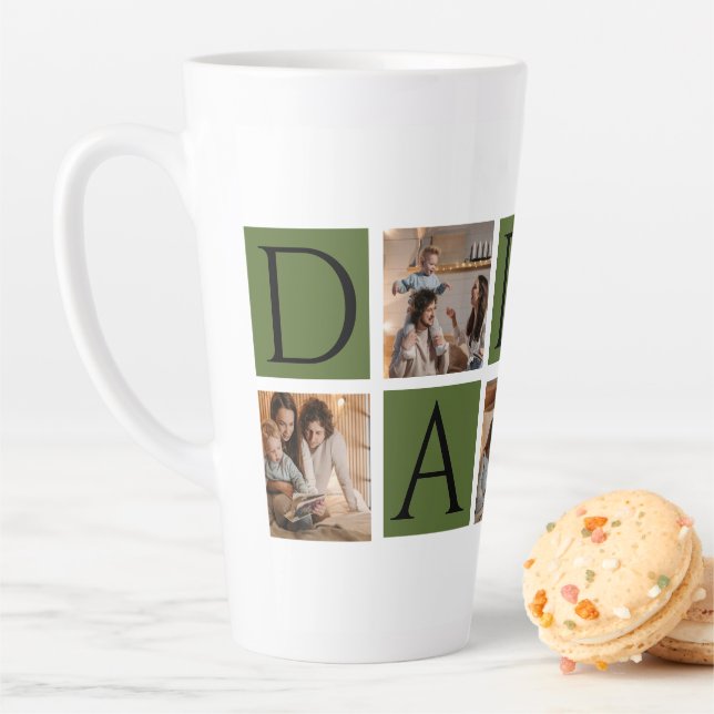 Modern Daddy Photo Collage - Custom Father's Day | Latte Mug (In Situ)