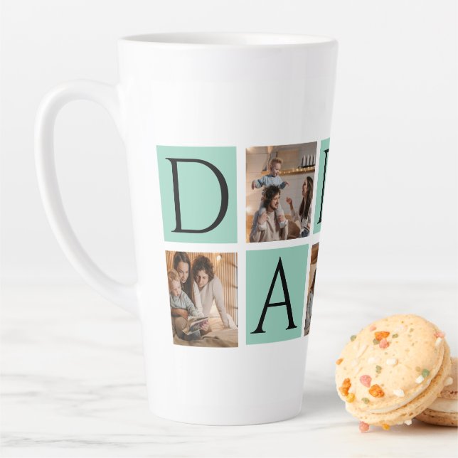 Modern Daddy Photo Collage - Custom Father's Day | Latte Mug (In Situ)