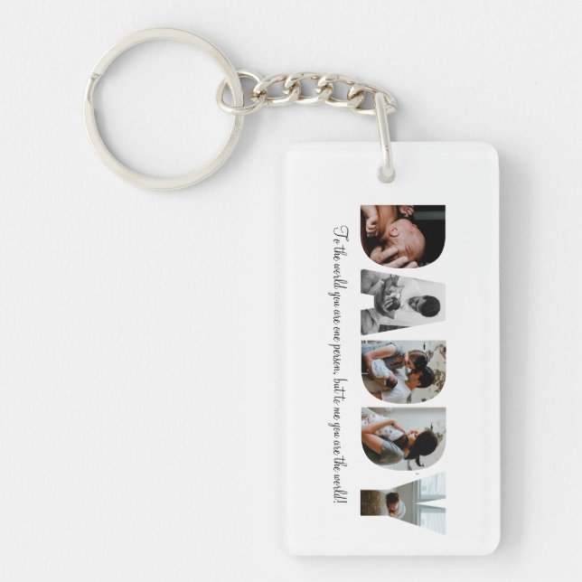 Modern Daddy Photo Collage, Father Gift Keepsake Key Ring (Front)