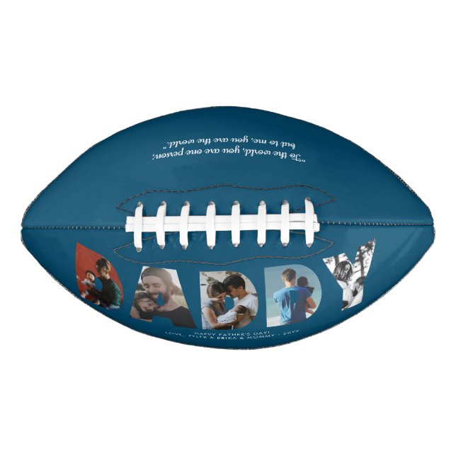 Modern DADDY Photo Navy Blue Happy Father's Day Football (Front)
