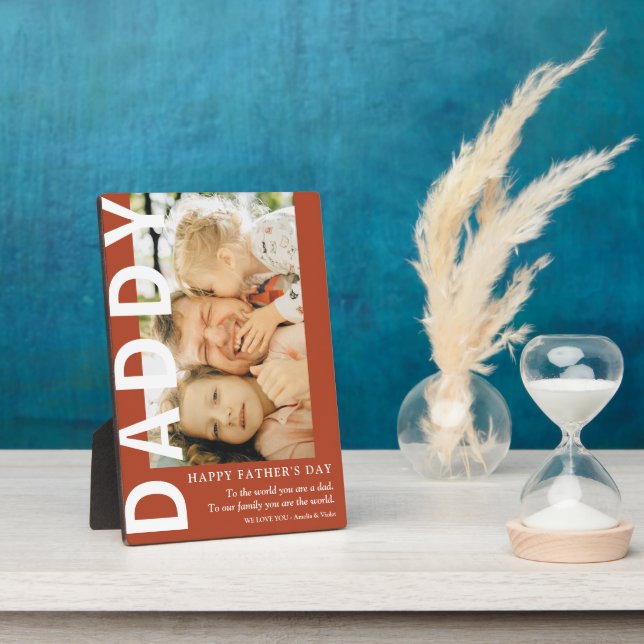 Modern DADDY Photo & Quote Father's Day Plaque (Side)