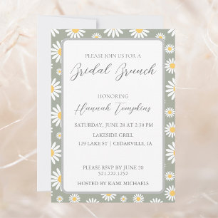 Modern Daisies on Grey Bridal Brunch Invite