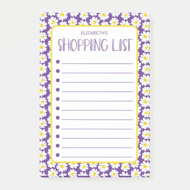 Modern Daisies Shopping List Post-it Notes (Front)