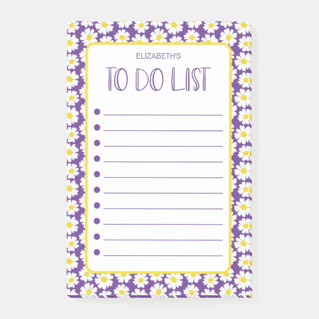 Modern Daisies To Do List Post-it Notes (Front)