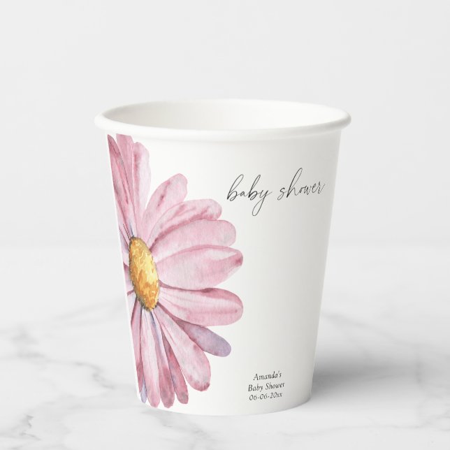 Modern Daisy baby shower Paper Cups (Front)