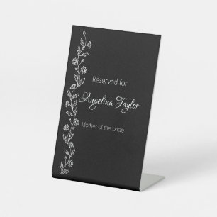 Modern daisy black white wedding Tabletop Signs