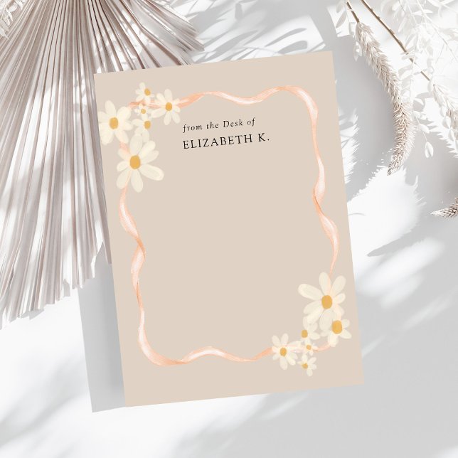  Modern Daisy Floral Brown Name Card (Creator Uploaded)