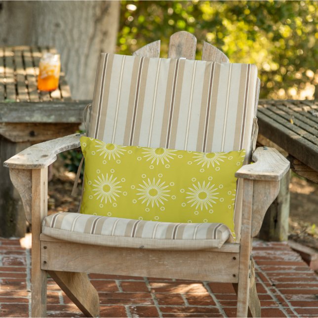 Modern Daisy Floral Chartreuse and Ivory Lumbar Cushion (Chair)