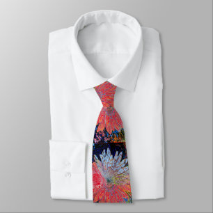 Modern daisy floral watercolor colorful neck tie