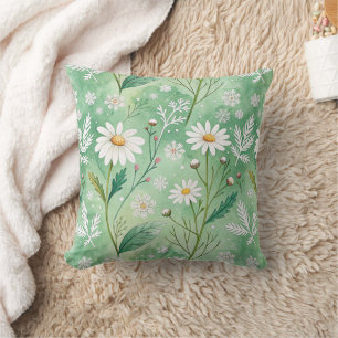 Modern  Daisy Flowers Winter pattern Cushion