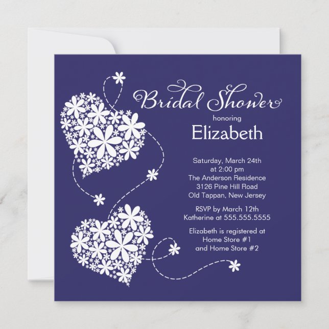Modern Daisy Hearts Bridal Shower Invitation (Front)
