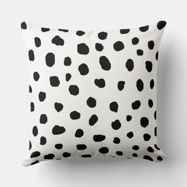 modern dalmatian black spot dots animal print   cushion (Back)