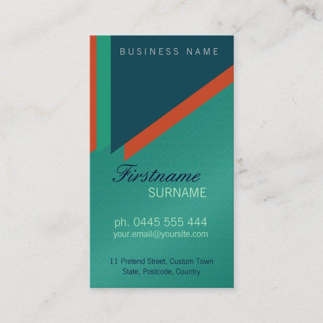 Modern Damask Architect w/ Logo Business Card (Front)