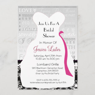 Modern Damask Bridal Shower Invitations