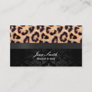 Modern Damask & Leopard Print Makeup Artist Business Card