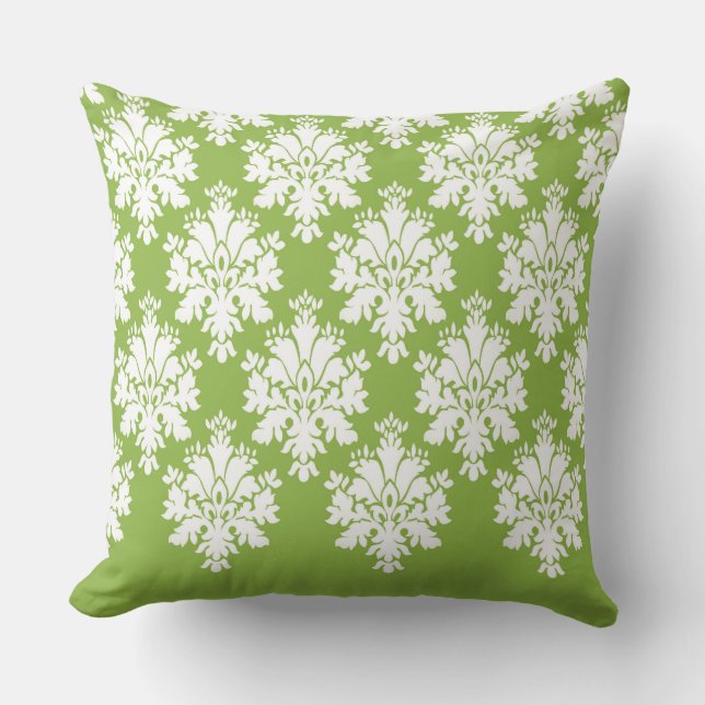 Modern Damask Pattern Pillow Green 3 - CH9 (Front)