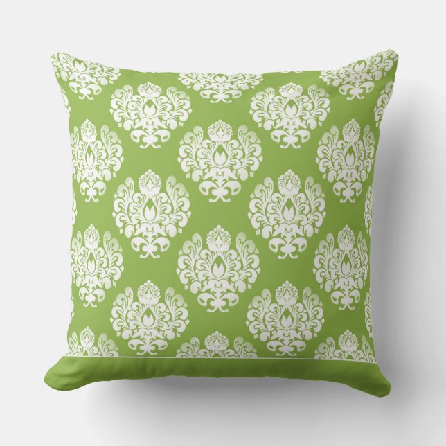 Modern Damask Pattern Pillow Green CH9 (Front)