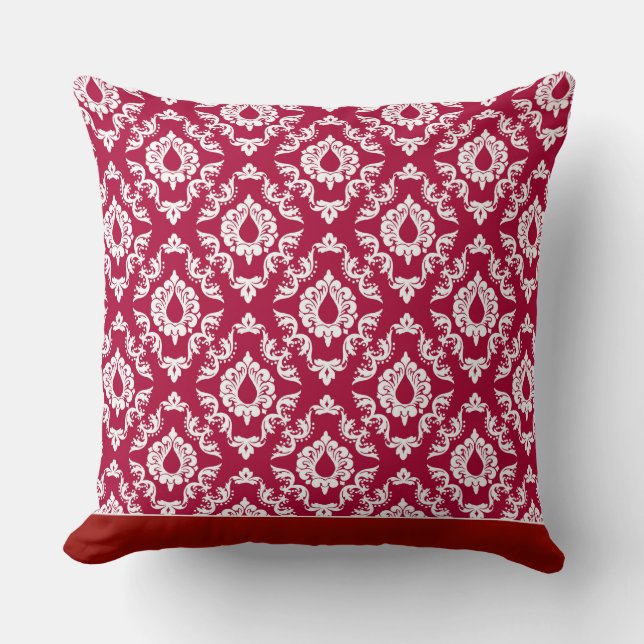Modern Damask Pattern Pillow Red 2 - CH9 (Front)