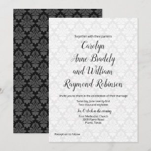 Modern Damask Wedding Invitation