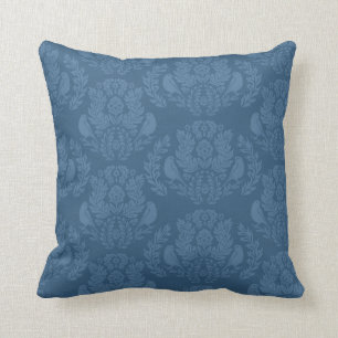 Modern Damask with Birds and Florals Cushion