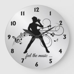 Modern Dance Black Numbers Large Clock