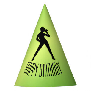 Modern Dance Green Happy Birthday Party Hat