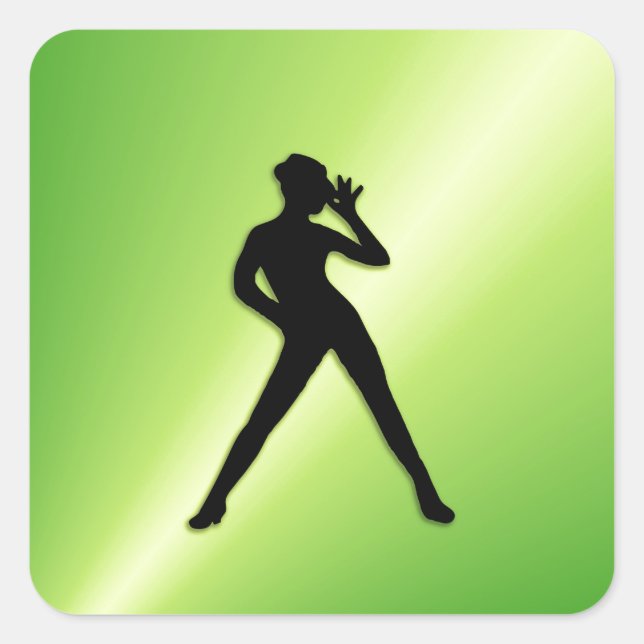 Modern Dance Green Square Sticker (Front)