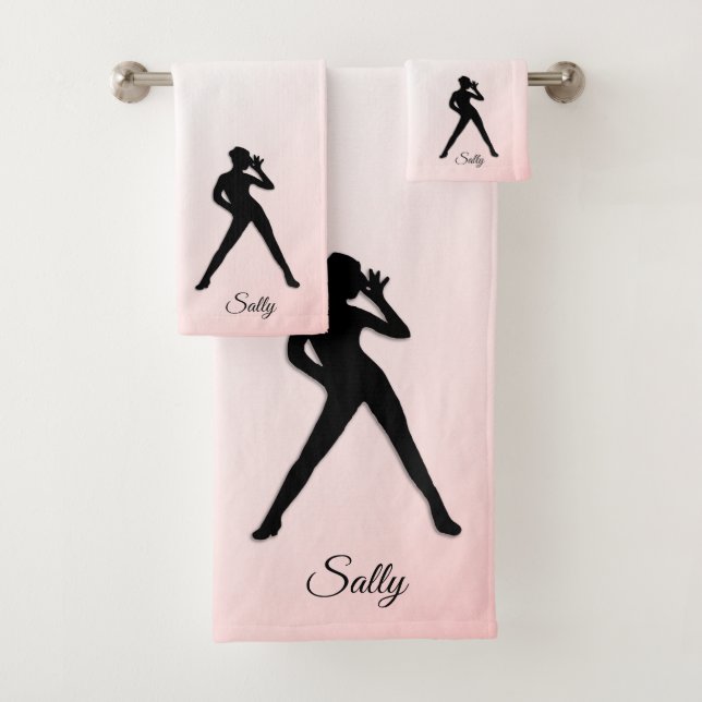 Modern Dance Pink Bath Towel Set (Insitu)