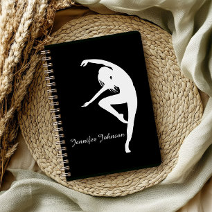 Modern Dancer Silhouette Black and White II Notebook