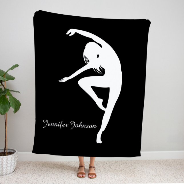 Modern Dancer Silhouette Dance Black & White Sherpa Blanket (Creator Uploaded)