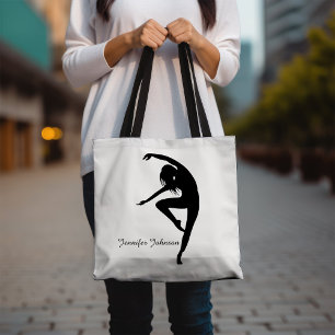 Modern Dancer Silhouette Dance Black & White Tote Bag