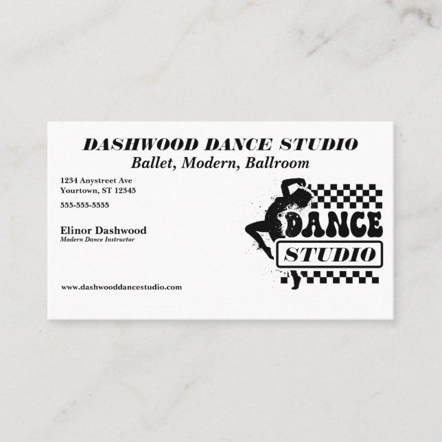 Modern Dancer with Frame Dance Studio Business Card (Front)