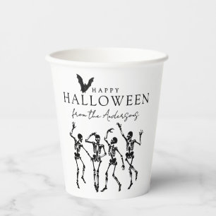 Modern Dancing Skeletons Happy Halloween Paper Cups