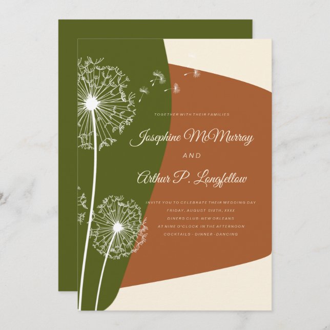 Modern Dandelion Wedding Invitation (Front/Back)