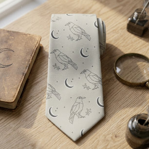 Modern Dark Academia Geometric Raven Tie